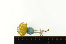 Load image into Gallery viewer, 18K Retro Turquoise Thistle Strength Symbol Pin/Brooch Yellow Gold