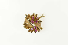 Load image into Gallery viewer, 14K Oval Ruby Retro Geometric Flower Cluster Pin/Brooch Yellow Gold