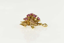 Load image into Gallery viewer, 14K Oval Ruby Retro Geometric Flower Cluster Pin/Brooch Yellow Gold