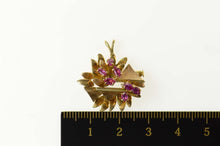 Load image into Gallery viewer, 14K Oval Ruby Retro Geometric Flower Cluster Pin/Brooch Yellow Gold