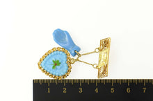 Load image into Gallery viewer, 18K Victorian Sim. Turquoise Figa Heart Charm FK Pin/Brooch Yellow Gold