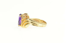 Load image into Gallery viewer, 14K Marquise Amethyst Diamond Cluster Bypass Ring Size 6.5 Yellow Gold