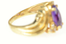 Load image into Gallery viewer, 14K Marquise Amethyst Diamond Cluster Bypass Ring Size 6.5 Yellow Gold