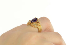 Load image into Gallery viewer, 14K Marquise Amethyst Diamond Cluster Bypass Ring Size 6.5 Yellow Gold