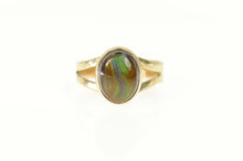 Load image into Gallery viewer, 14K Oval Fire Agate Cabochon Bezel Statement Ring Size 5.75 Yellow Gold