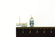 Load image into Gallery viewer, 10K Emerald Cut Blue Topaz Diamond Accent Stud Earrings Yellow Gold