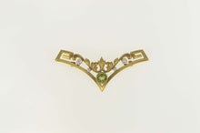 Load image into Gallery viewer, 14K 1960's Peridot Seed Pearl Ornate Chevron Pin/Brooch Yellow Gold