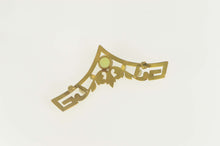 Load image into Gallery viewer, 14K 1960's Peridot Seed Pearl Ornate Chevron Pin/Brooch Yellow Gold
