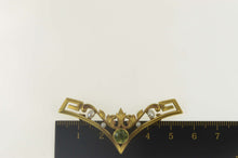 Load image into Gallery viewer, 14K 1960's Peridot Seed Pearl Ornate Chevron Pin/Brooch Yellow Gold