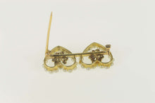 Load image into Gallery viewer, 10K Four Leaf Clover Enamel Seed Pearl Heart Pin/Brooch Yellow Gold