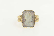 Load image into Gallery viewer, 10K Carved Mother of Pearl Two Face Couple Cameo Ring Size 13.25 Yellow Gold