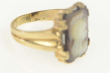 Load image into Gallery viewer, 10K Carved Mother of Pearl Two Face Couple Cameo Ring Size 13.25 Yellow Gold