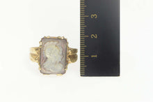 Load image into Gallery viewer, 10K Carved Mother of Pearl Two Face Couple Cameo Ring Size 13.25 Yellow Gold