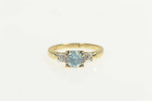 Load image into Gallery viewer, 10K 1940's Syn. Blue Topaz Cubic Zirconia Accent Ring Size 4.25 Yellow Gold