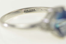 Load image into Gallery viewer, 10K Cushion Blue Mystic Topaz Diamond Accent Ring Size 7.25 White Gold