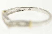 Load image into Gallery viewer, 10K Diamond Chevron Two Tone Wedding Band Ring Size 8.25 White Gold