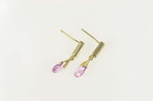 Load image into Gallery viewer, 10K Faceted Pink CZ Drop Diamond Accent Dangle Earrings Yellow Gold
