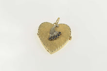 Load image into Gallery viewer, 14K Sapphire Diamond Retro Heart Locket Photo Pendant Yellow Gold