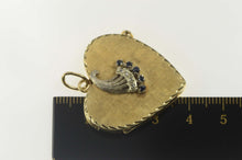 Load image into Gallery viewer, 14K Sapphire Diamond Retro Heart Locket Photo Pendant Yellow Gold