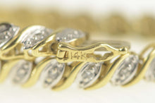 Load image into Gallery viewer, 14K Classic Diamond Slanted Link Tennis Bracelet 7.25" Yellow Gold