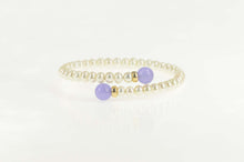 Load image into Gallery viewer, 14K Lilac Jade Pearl Bypass Statement Bangle Bracelet 6.5" Yellow Gold