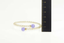 Load image into Gallery viewer, 14K Lilac Jade Pearl Bypass Statement Bangle Bracelet 6.5" Yellow Gold