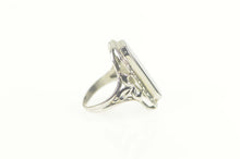 Load image into Gallery viewer, 18K Art Deco Black Onyx Filigree Statement Ring Size 2.5 White Gold