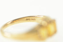 Load image into Gallery viewer, 14K Oval Citrine Three Stone Classic Statement Ring Size 5.75 Yellow Gold