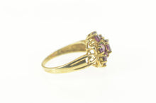 Load image into Gallery viewer, 10K Retro Purple Tourmaline Floral Cluster Cocktail Ring Size 8 Yellow Gold