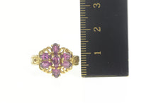 Load image into Gallery viewer, 10K Retro Purple Tourmaline Floral Cluster Cocktail Ring Size 8 Yellow Gold