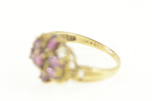 Load image into Gallery viewer, 10K Retro Purple Tourmaline Floral Cluster Cocktail Ring Size 8 Yellow Gold
