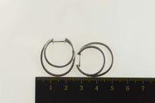 Load image into Gallery viewer, 14K Diamond Inset Layered Look Statement Hoop Earrings White Gold