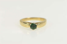 Load image into Gallery viewer, 14K Classic Round Syn. Emerald Solitaire Ring Size 8 Yellow Gold