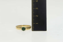 Load image into Gallery viewer, 14K Classic Round Syn. Emerald Solitaire Ring Size 8 Yellow Gold