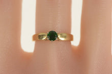 Load image into Gallery viewer, 14K Classic Round Syn. Emerald Solitaire Ring Size 8 Yellow Gold