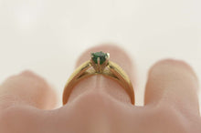 Load image into Gallery viewer, 14K Classic Round Syn. Emerald Solitaire Ring Size 8 Yellow Gold