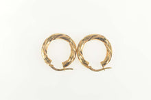 Load image into Gallery viewer, 18K Grooved Twist Geometric Puffy Hoop Earrings Rose Gold