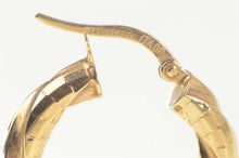 Load image into Gallery viewer, 18K Grooved Twist Geometric Puffy Hoop Earrings Rose Gold