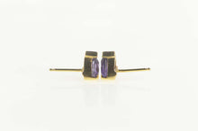 Load image into Gallery viewer, 14K Trillion Amethyst Solitaire Geometric Stud Earrings Yellow Gold