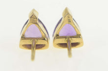 Load image into Gallery viewer, 14K Trillion Amethyst Solitaire Geometric Stud Earrings Yellow Gold