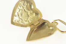 Load image into Gallery viewer, 10K Susan Etched Forget Me Not Puffy Heart Locket Charm/Pendant Yellow Gold