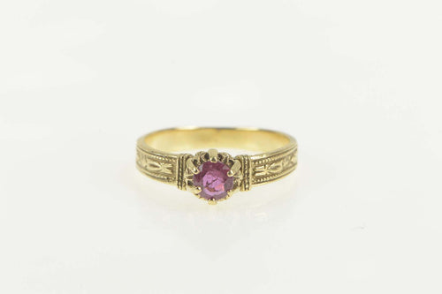 14K Art Deco Natural Ruby Ornate Engagement Ring Size 6 Yellow Gold