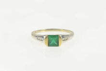 Load image into Gallery viewer, 14K Princess Syn. Emerald Diamond Engagement Ring Size 11.25 White Gold