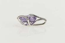 Load image into Gallery viewer, 10K Oval Amethyst Diamond Wavy Statement Pendant White Gold
