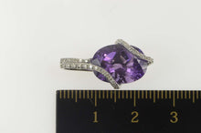 Load image into Gallery viewer, 10K Oval Amethyst Diamond Wavy Statement Pendant White Gold
