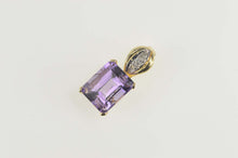 Load image into Gallery viewer, 14K Emerald Cut Amethyst Diamond Classic Pendant Yellow Gold