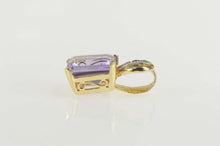 Load image into Gallery viewer, 14K Emerald Cut Amethyst Diamond Classic Pendant Yellow Gold