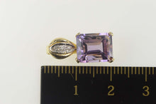 Load image into Gallery viewer, 14K Emerald Cut Amethyst Diamond Classic Pendant Yellow Gold