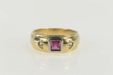 Load image into Gallery viewer, 14K Princess Syn. Ruby Diamond Accent Band Ring Size 6.25 Yellow Gold