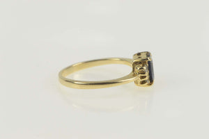14K Emerald Syn. Sapphire Diamond Engagement Ring Size 3 Yellow Gold